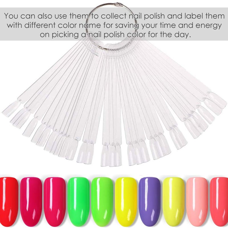 KINGMAS 150 Pcs Nail Swatches Sticks with Ring, Clear Nail Art Color Display False Nail Tips Polish Practice Sticks (1~150 Number Posted) - Image 2
